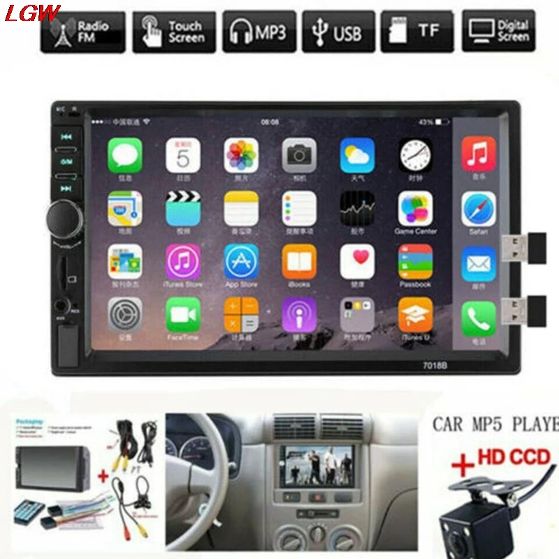 

Car Radio MP5 2 Din HD 7-inch Touch Stereo Bluetooth USB Camera 7010B Авомобилное Ѭадио ЦенѬалнй пђл ђпѬавления